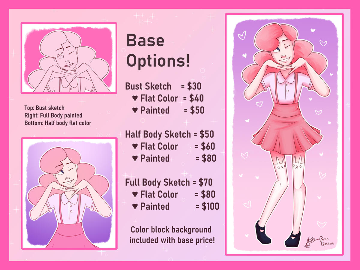 Commission Sheet Base Prices Commission Sheet Base Prices